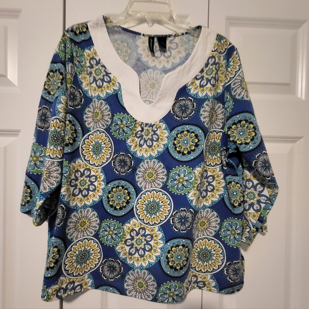 Jason Maxwell multicolor 3/4 sleeve blouse 2X